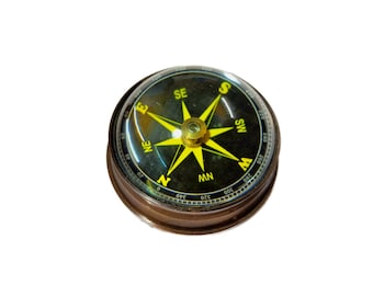 Vintage Brass Dome Lens Compass – Nautical Pocket Compass, Working Antique Style Gift