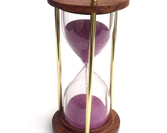 Engraved Wood Hourglass: 5 Minute Vintage Sand Timer