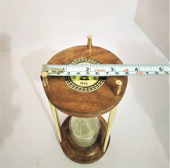 Antique Vintage Brass Hourglass With Compass & Duration 10 Minute,  Size/Dimension: 8 Inch