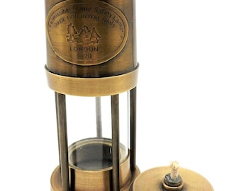 Antique Brass Miner's Oil Lamp | 19th Century Collectible