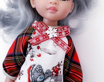Handmade Christmas dress-tunic and leggings for photo dolls 32cm. Outfit Paola Reina 32cm 13" - 14".