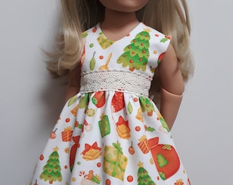 Happy Christmas dress for photo dolls 49cm. + leggings as a gift