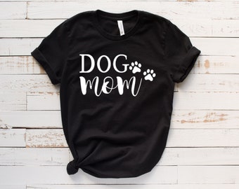 Women’s Dog Mom Crew Neck T-shirt - Pet mom T-Shirt - Paw Print Tee- Black, White, Grey - Customize Dog Shirt- Personalize