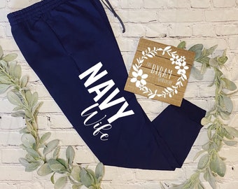 Pantalons de survêtement « Navy Wife » et « Navy Girlfriend » pour femmes- Joggeurs de la Marine- Pantalons de survêtement décontractés- Sweats militaires- Pantalons pour femme et petite amie