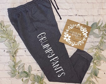 Welcome to TheByramBoutique!Women’s “Grumpy Pants” Joggers- Casual sweatpants- Moody sweats- Custom pants- Comfy joggers- Grumpy girlfriend