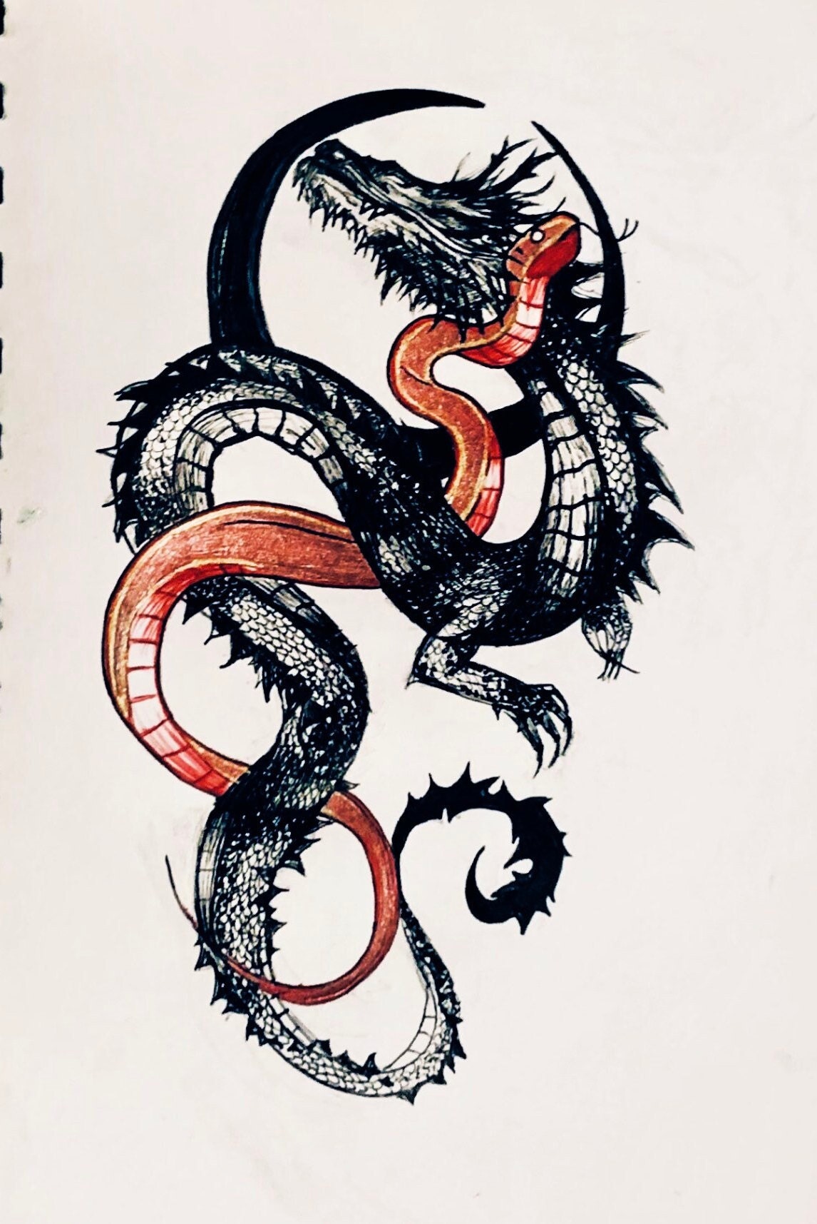 Dragon Moon and Snake Print. Art Gift - Etsy Denmark