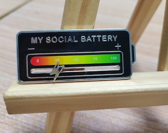 My social battery pin. Interactive pin.