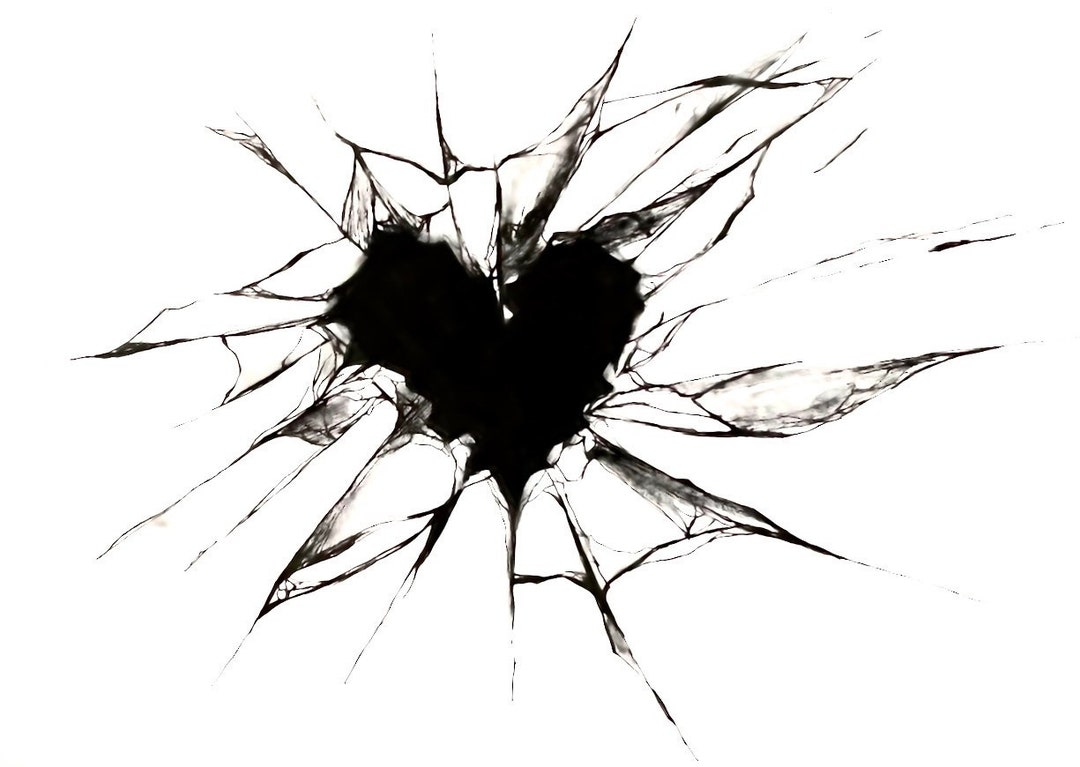 Broken Heart Art Print Shattered Glass Heart. Emotional Art Original