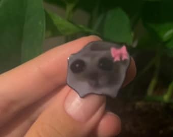 Sad Hamster Enamel Pin – Cute Animal Meme Badge, Mini Hard Enamel Pin for Jackets & Bags, Gift for Pin Collectors. Sad hamster meme.