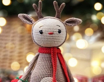 Pingüino y ciervo amigurumi de ganchillo, juguete de cuerda tejido a mano