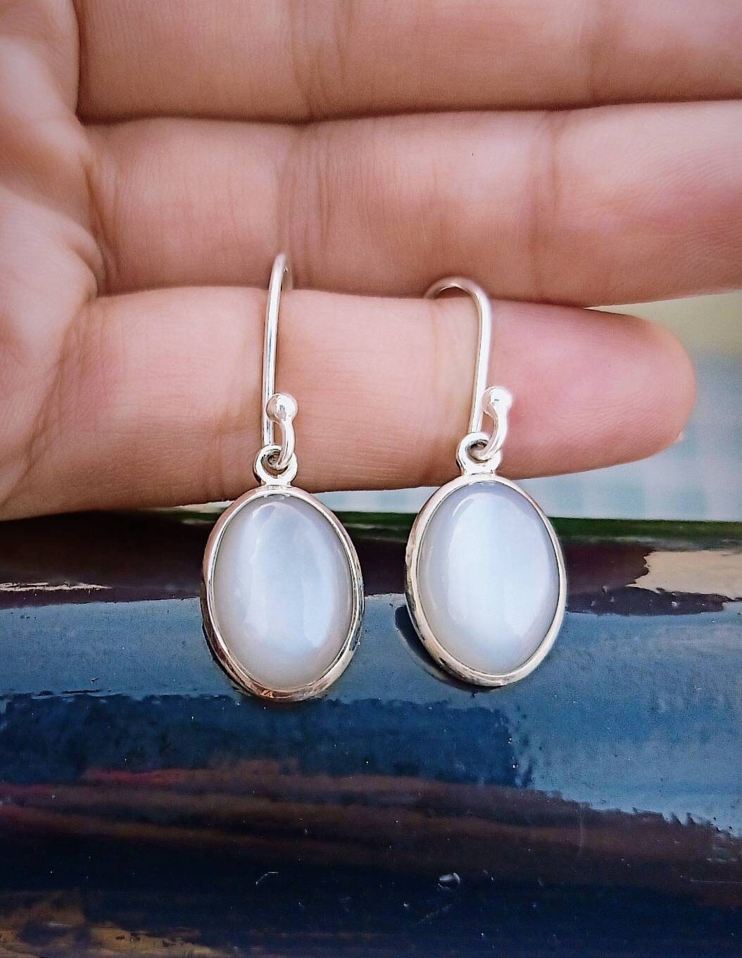Boucles D'oreilles Femmes En Argent 925 - Pierres Naturelles (pierre De Lune, Grenat, Agate) - Style Bohème, Fait Main - Bijoux Fantaisie élégants - 8