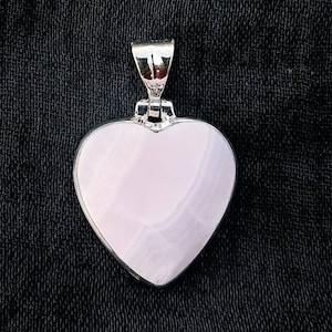 Pink Aragonite Heart Pendant: 925 Sterling Silver Stone