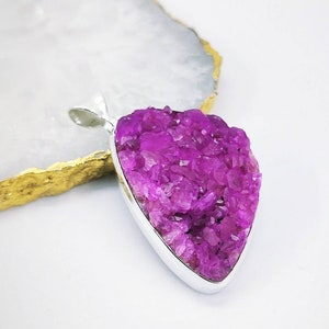 Cobalt Calcite Pendant, 925 Sterling Silver, Raw Pink Stone, Proposal Gift,Aphrodite Stone, Birthday Gift, Mother&#39;s Day Gift. Free Shipping.