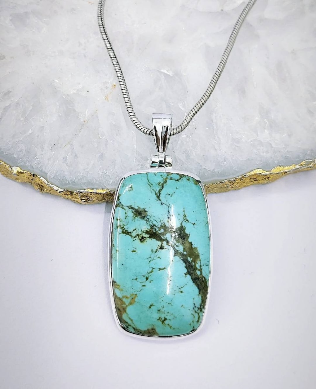 Natural Mexican Turquoise 925 Sterling Silver Pendant - Etsy