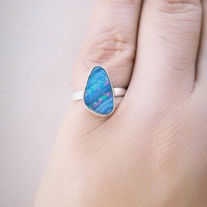 Doublet Opal Ring,925 Sterling Silver,Free Form Stone, Australine Opal Ring, Thanksgiving Gift, Anniversary Ring, Hippie Ring. Free Shipping