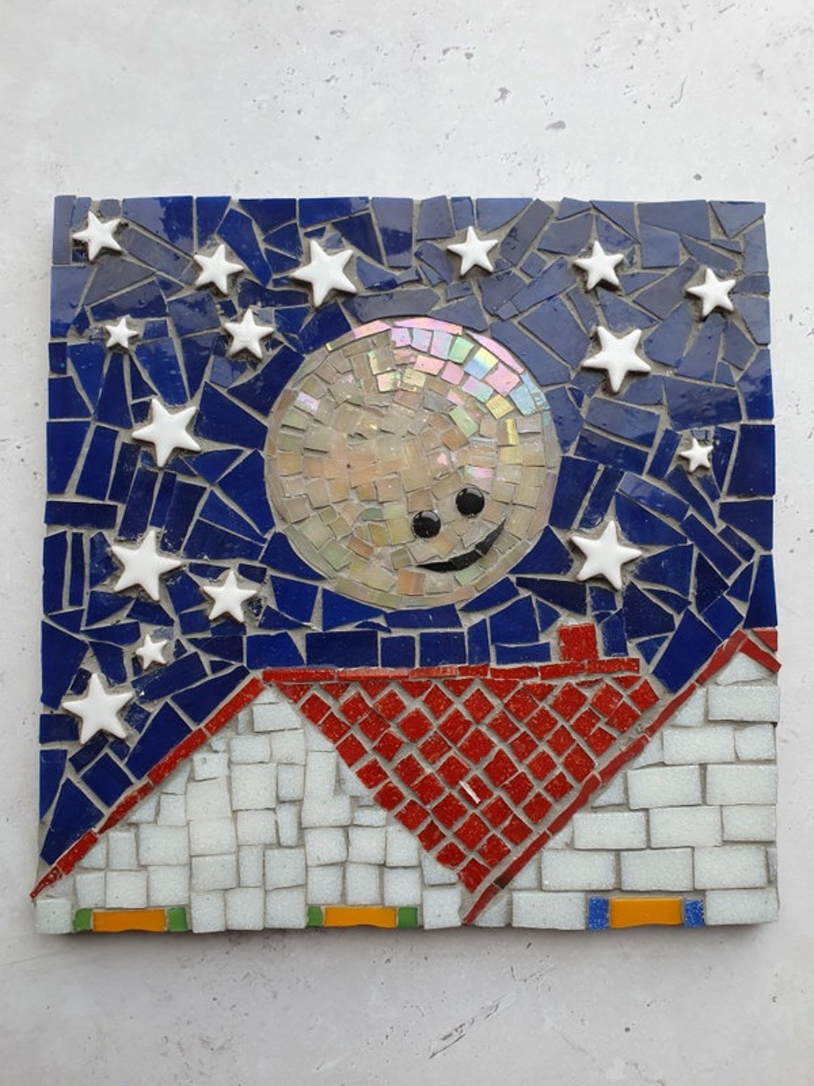 Moon Mosaic Art / Wall Decor / Plaque Handmade Etsy