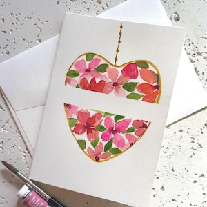 Happy Valentine Day - Watercolour Flowers-  Hand Painted - Original Watercolour