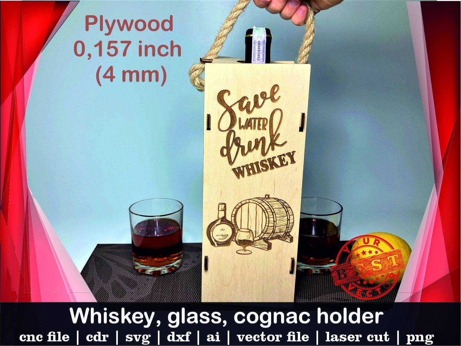 Download Cognac box laser cut Fathers day svg Whiskey holder svg | Etsy