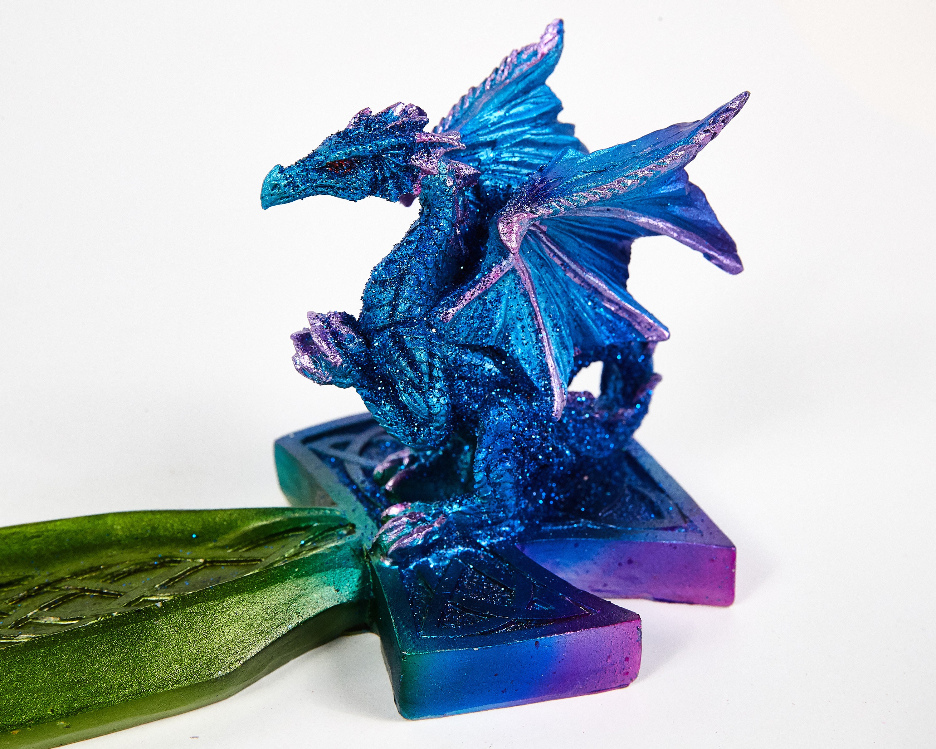 Rainbow Dragon On Sword Incense Holder Burner Ash Catcher Etsy