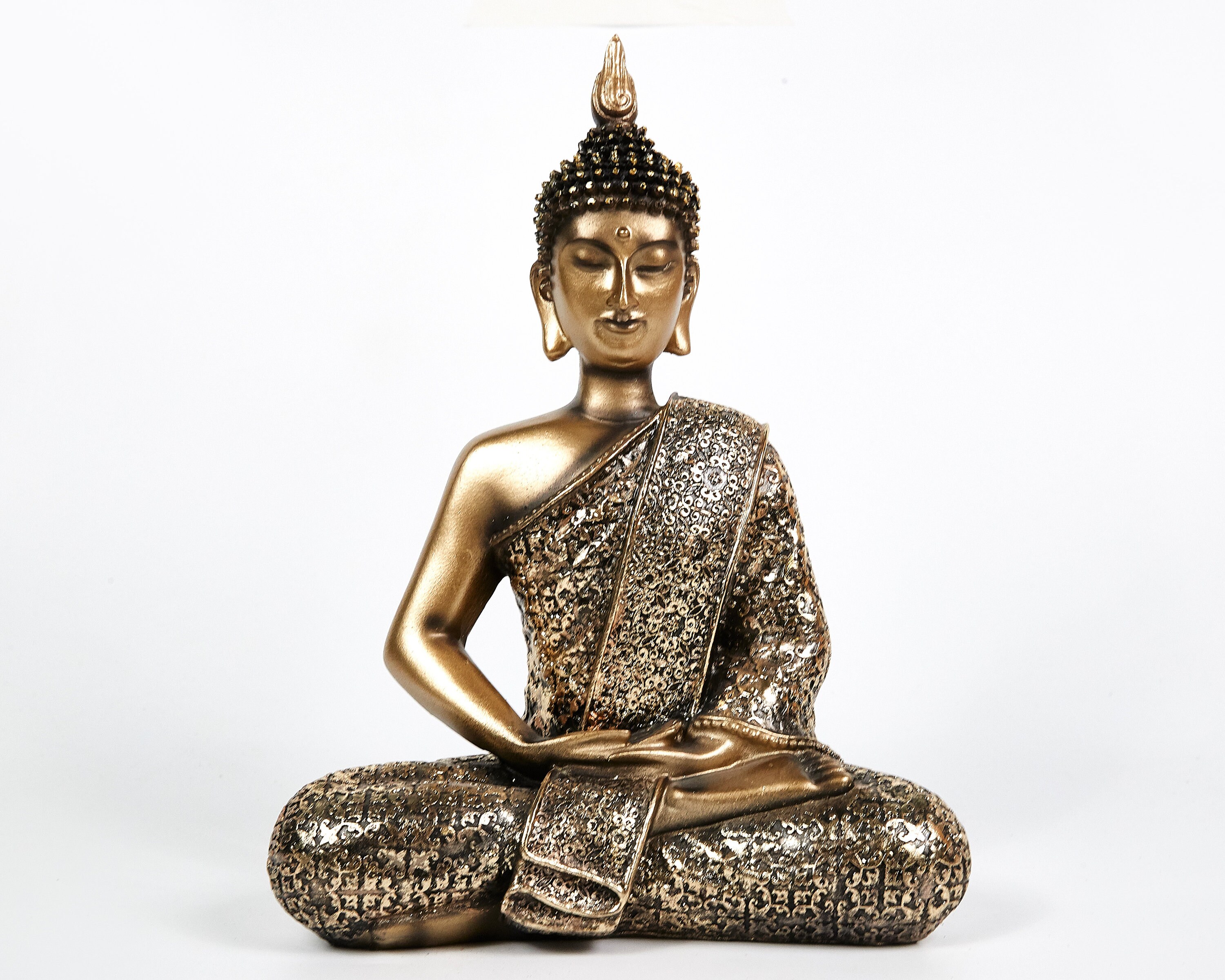 Gold Sitting Buddha Statue Buddhist Ornament Indoor Outdoor Etsy