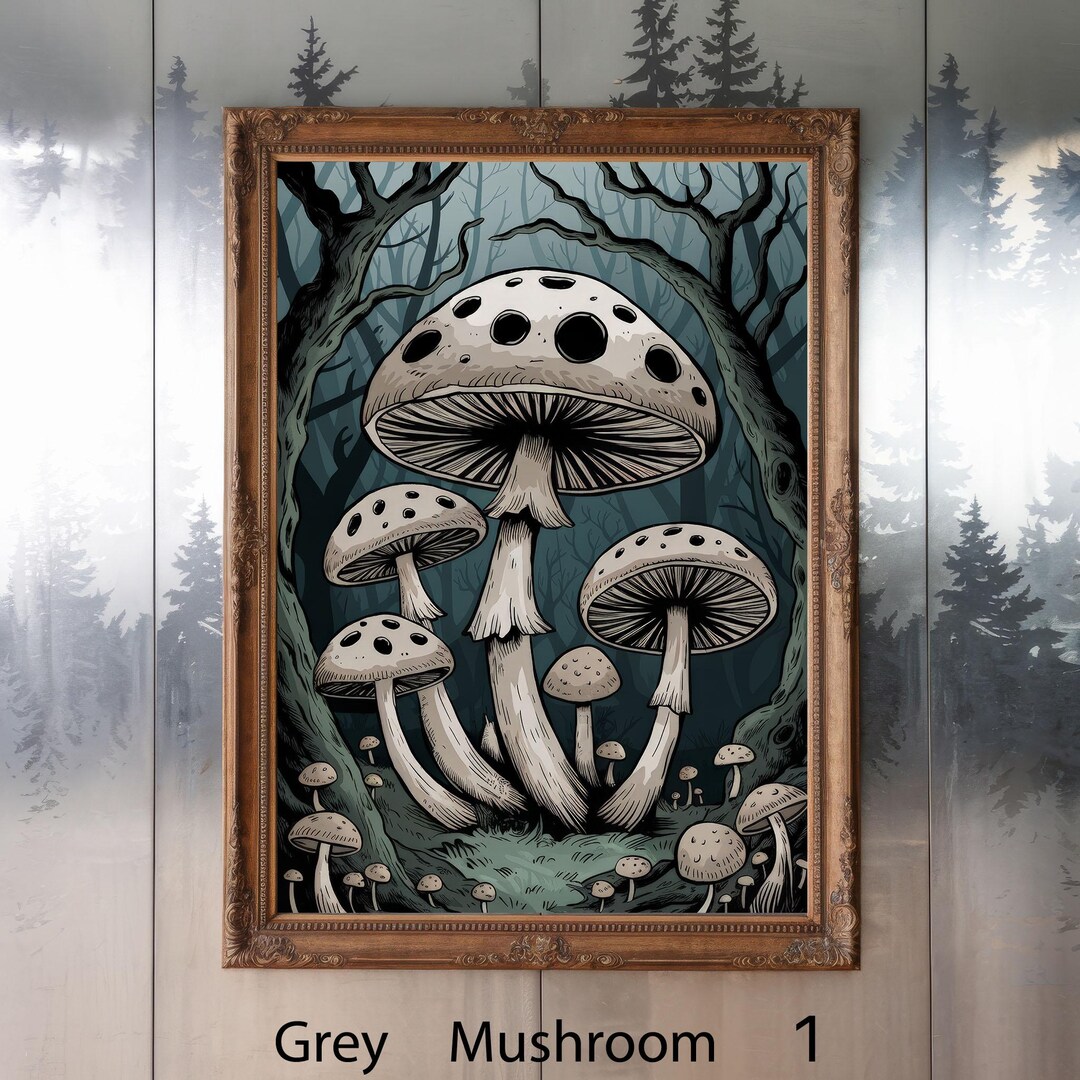 Mystical Forest Mushroom Wall Art | Gothic Mushroom Print | Dark ...