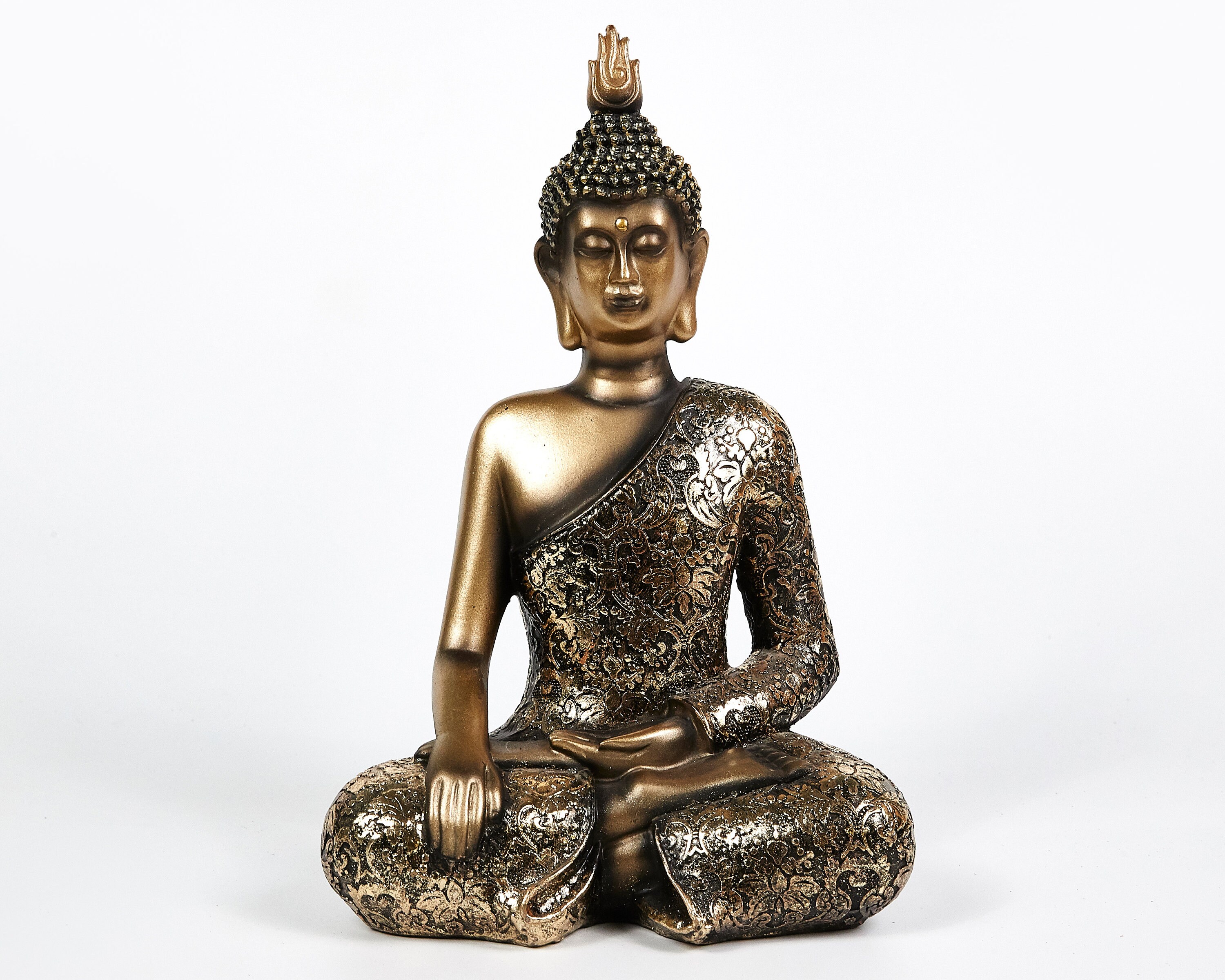 Gold Sitting Buddha Statue Buddhist Ornament Indoor Outdoor Etsy