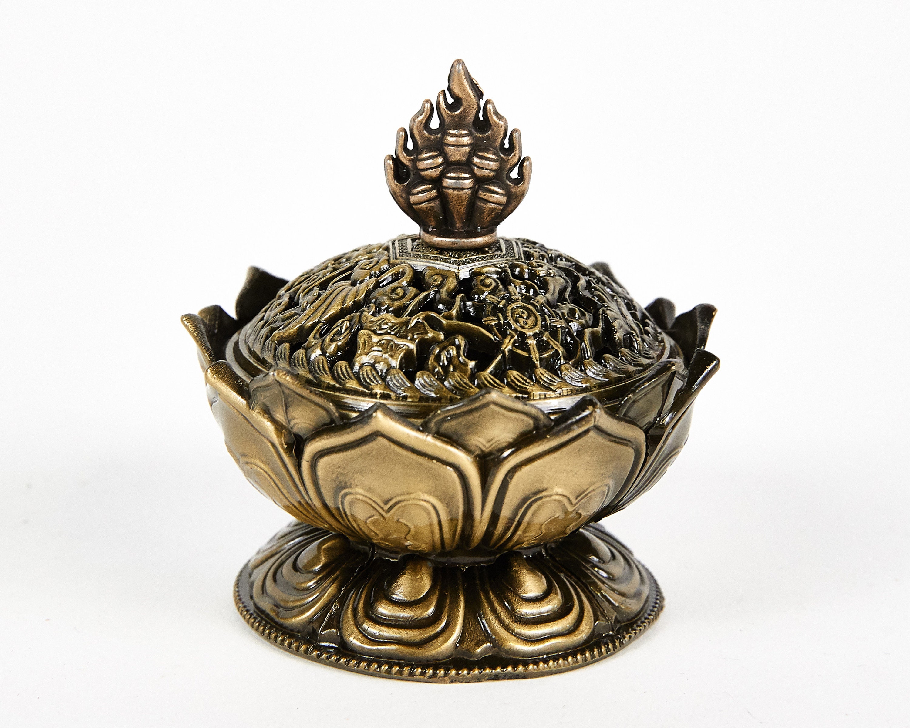 Traditional Brass Lotus Flower Incense Holder with 12 Free Etsy