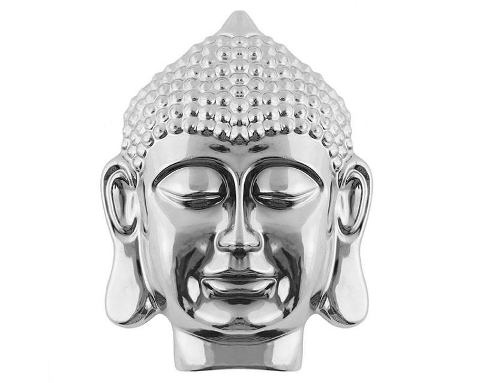 Silver Buddha Head Wall Hanging Ornament Buddhist Home Art Etsy