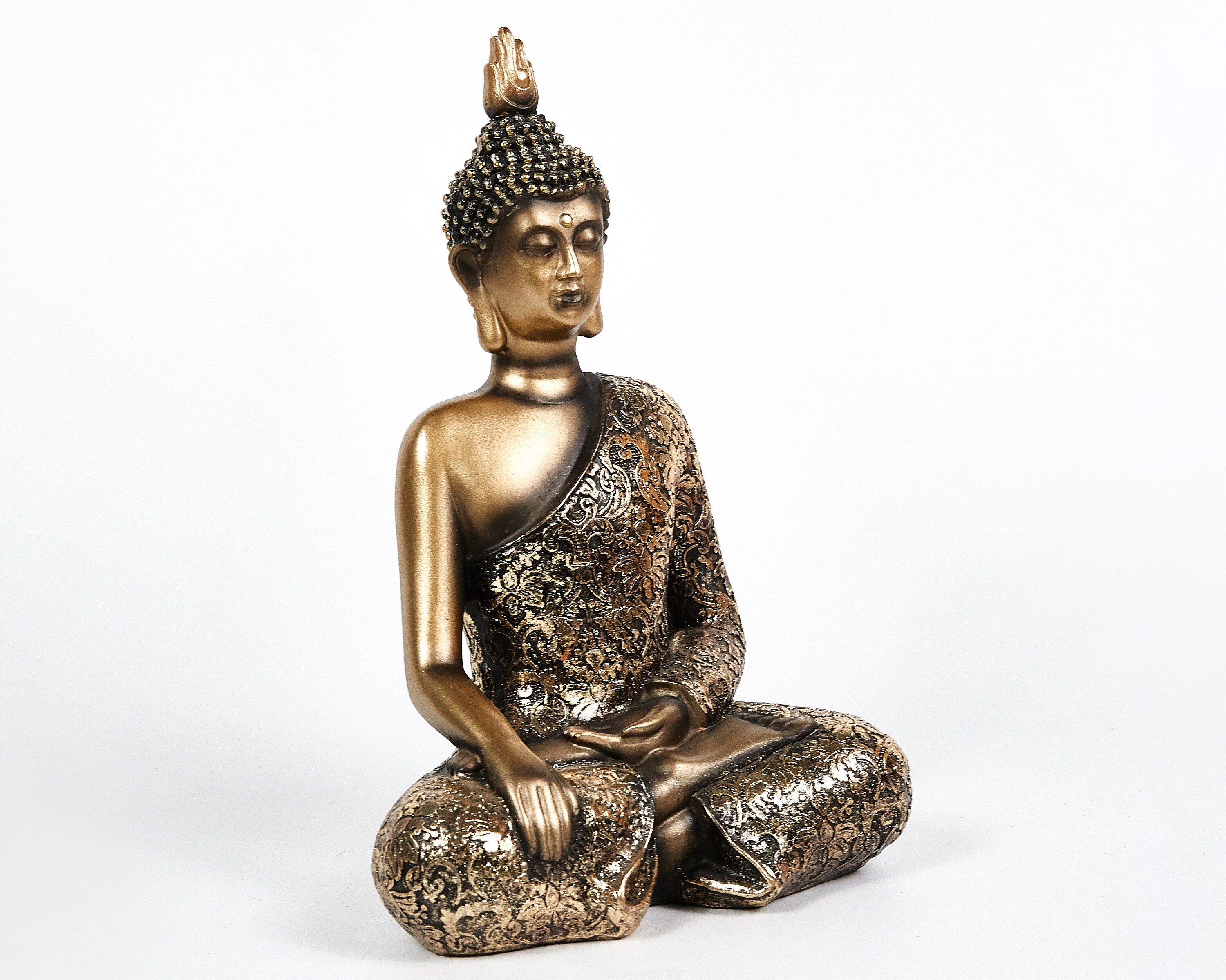 Gold Sitting Buddha Statue Buddhist Ornament Indoor Outdoor Etsy