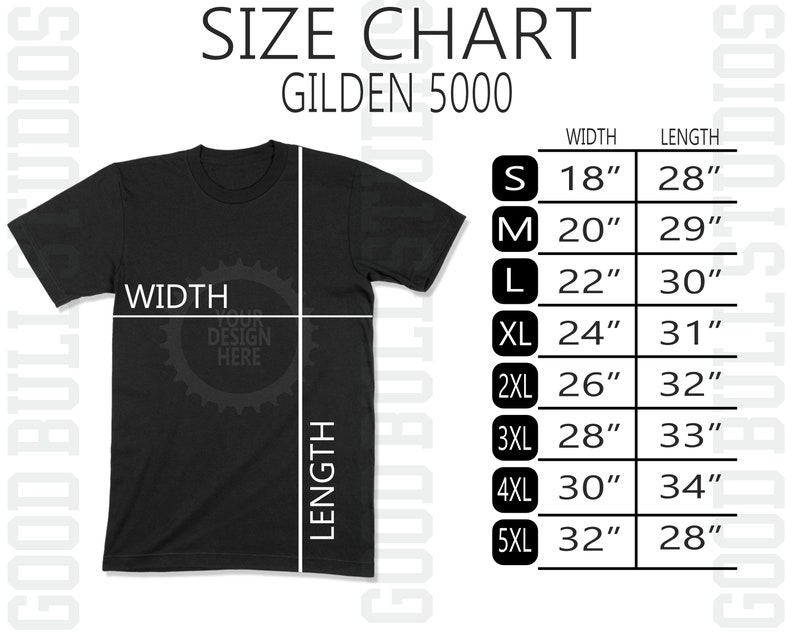 gildan tshirt size
