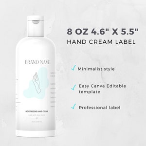 Minimalist, Hand Cream Label Template, Simplify Your Creative Side With this Easy Canva Editable 5.5&quot; x 4.6 design