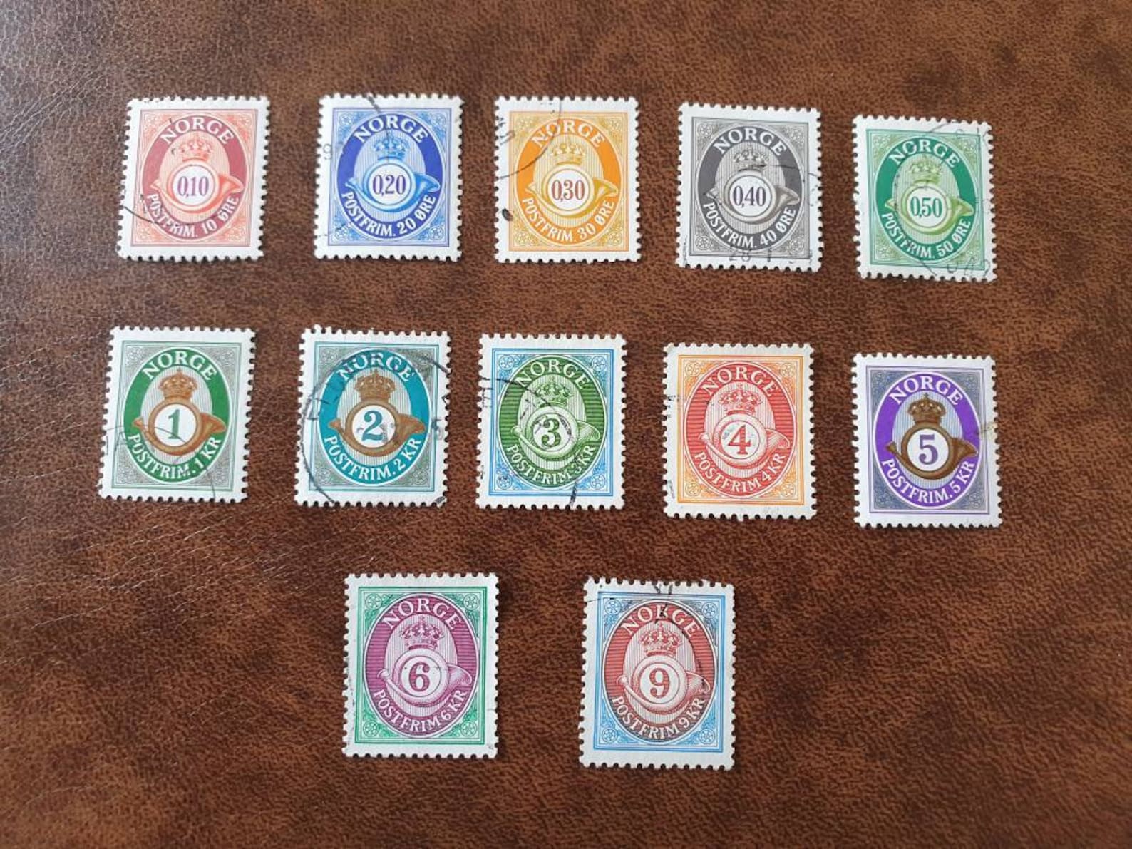 Set of 12 Norway Definitive Stamps. Post Horns. Etsy