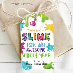 Welcome Back to School Gift Tag, Just In Slime For An Awesome School Year, Slime Gift Tag, Classroom Student Gift Idea, Instant Download
