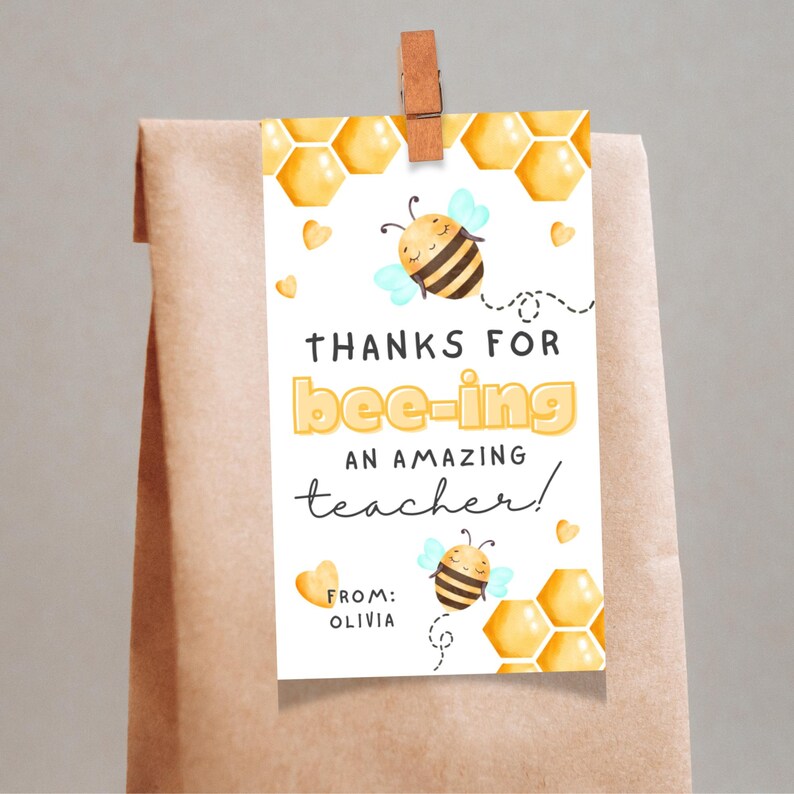 Bumble Bee Teacher Appreciation Gift Tag, Cute Thank You Tags for ...
