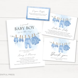 Baby Clothesline Baby Shower Invitation Bundle (Instant Download PDF)
