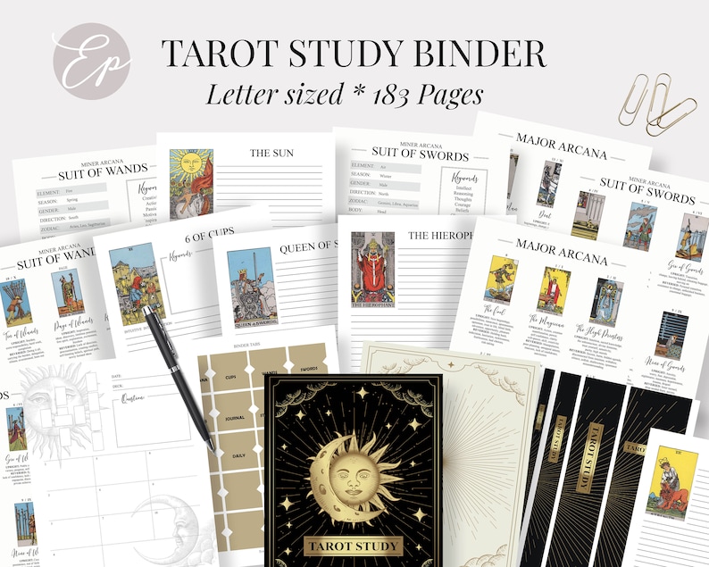 Tarot Study Binder Printable 185 Pages DIY Tarot Binder Etsy