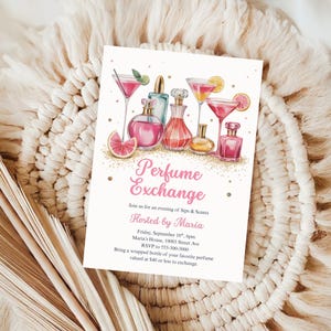 Parfümbörse Einladung: Sips & Scents Party, bearbeitbare Vorlage (digitaler Download)
