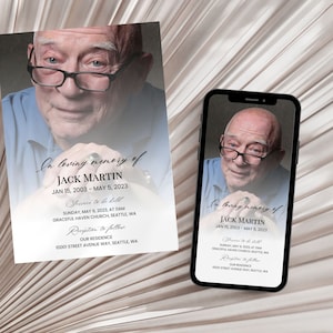 Memorial Service Invitation: Photo Announcement (Digital CANVA Template)