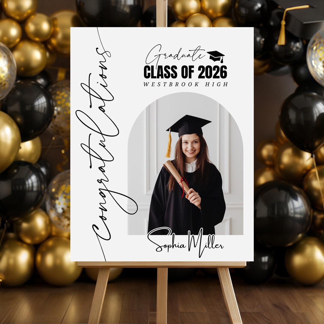 Graduation Party Sign: Congratulations Graduate Class of 2026, Welcome ...