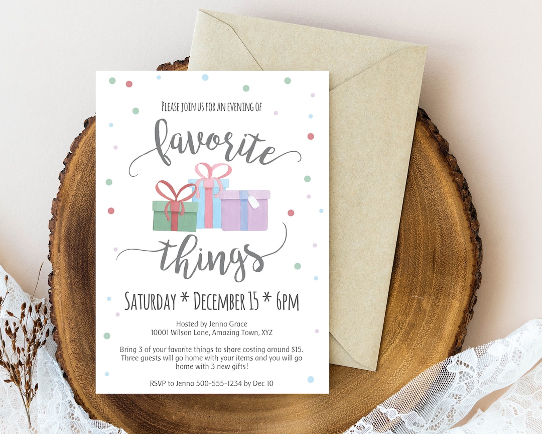 Favorite Things Party Invitation | Instant Download TEMPLATE | Editable Text PDF - Etsy