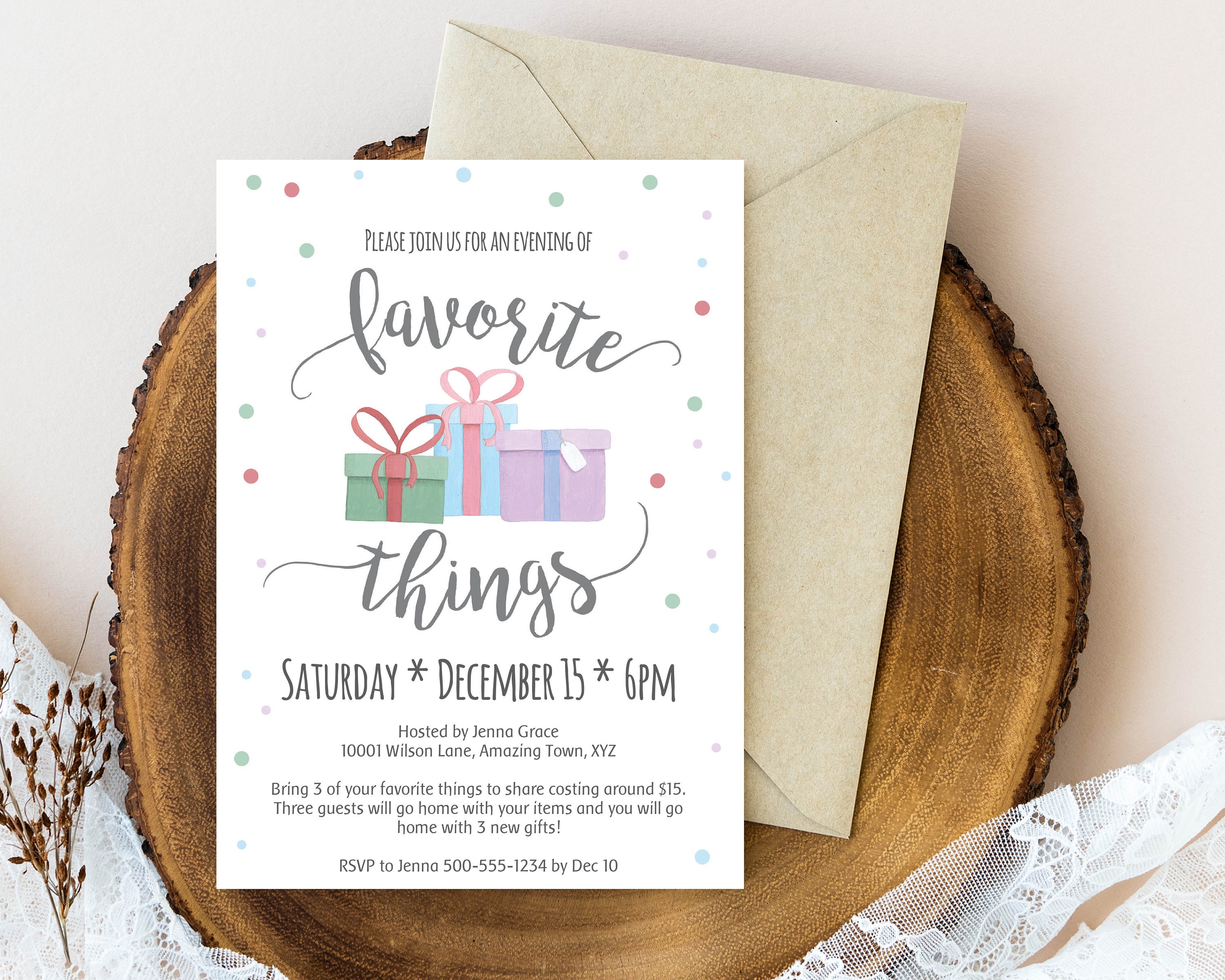 Favorite Things Party Invitation Instant Download TEMPLATE - Etsy