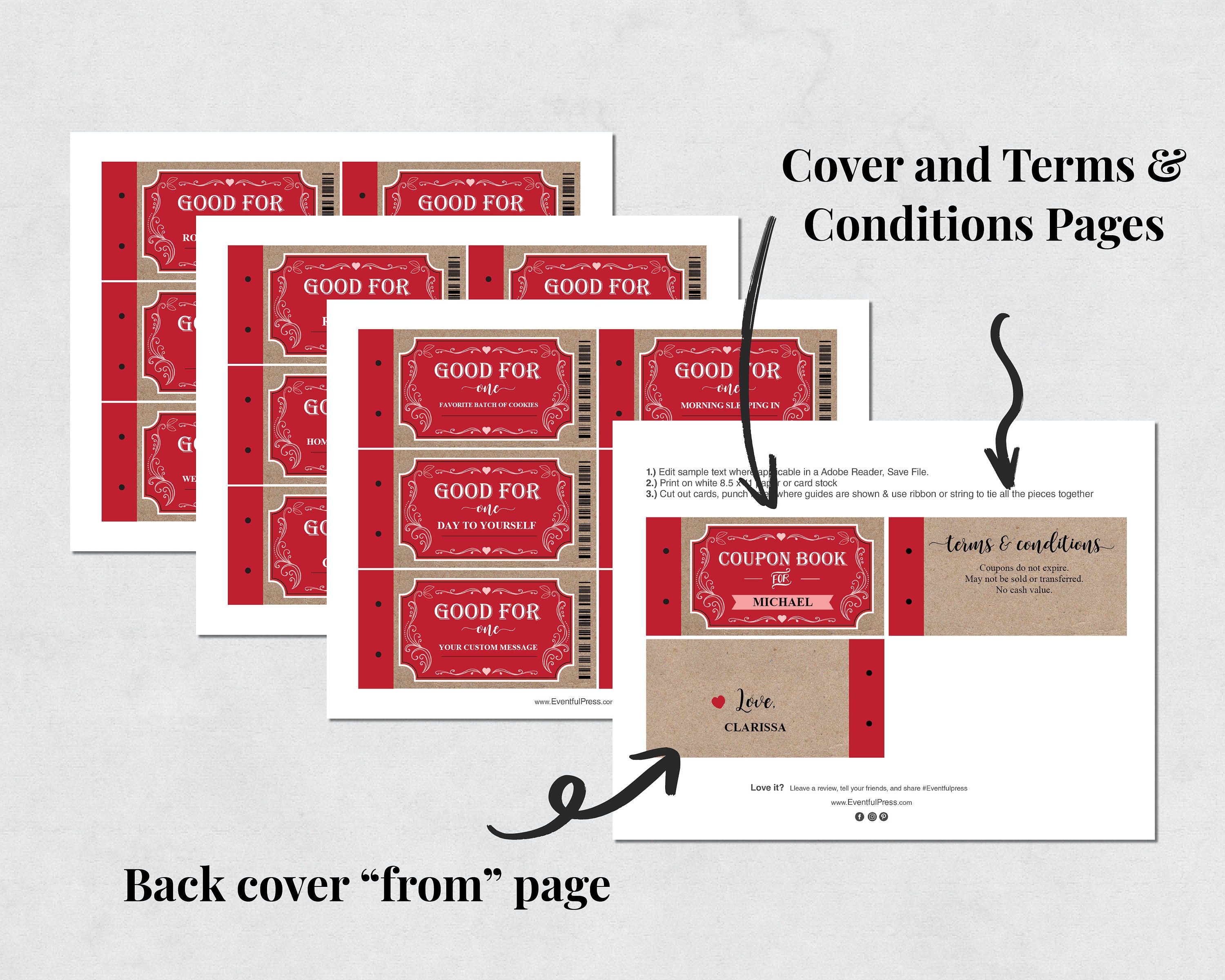 Printable Coupon Book Love Coupons Vouchers Personalized Etsy