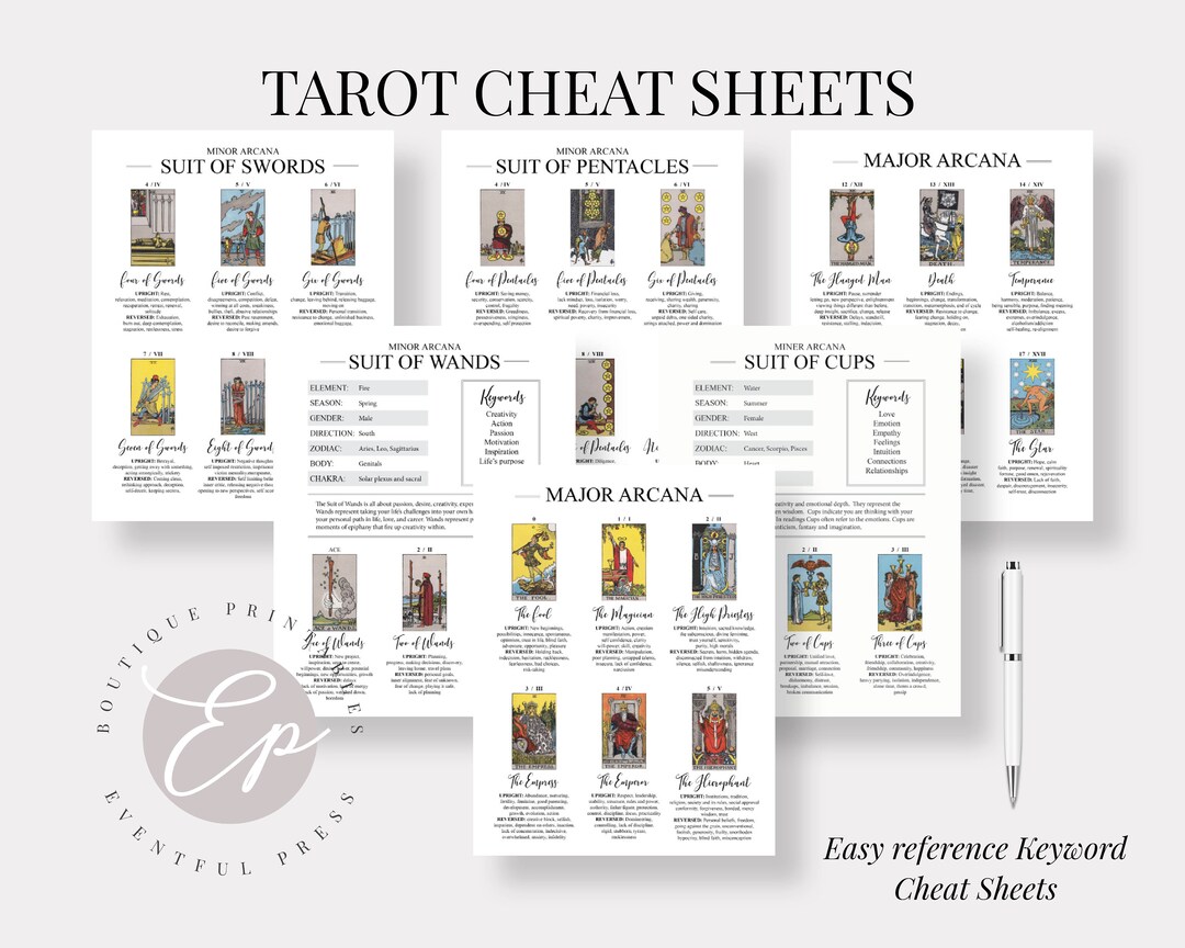 Tarot Cheat Sheets | Tarot for Beginners, Learn Tarot | INSTANT ...
