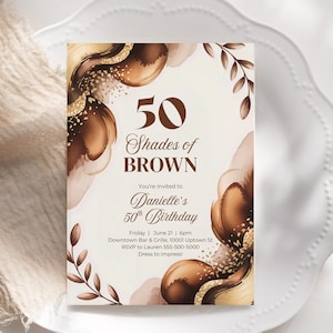 50 Shades of Brown Birthday Invitation, ANY AGE Shades of Melanin, Black Woman Birthday Card Digital Invite Instant Download Template