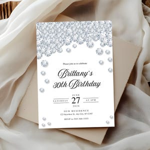 Invitación con brillo de diamantes: Fiesta glamurosa con destellos (Plantilla Canva de descarga instantánea)