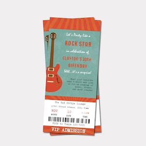 Konzertkarten-Einladungen | Musikfestival, Karaoke, Rockparty, Band | Sofortiger Download VORLAGE | Bearbeitbares Text-PDF