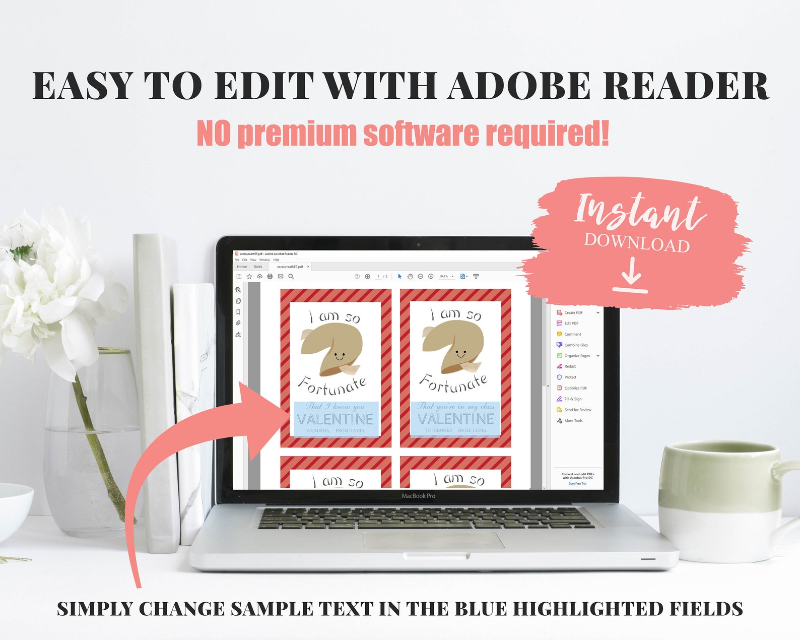 Printable Fortune Cookie Gift Tags or Valentines Back to Etsy