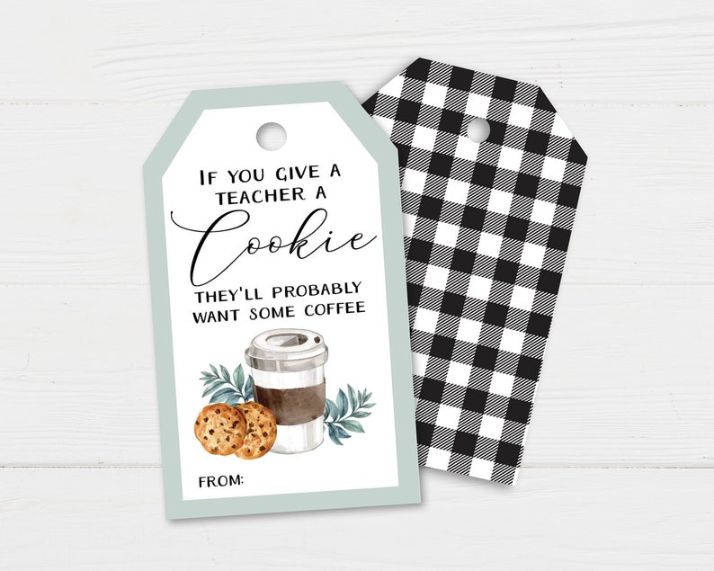Teacher Appreciation Gift Tag: Cookie & Coffee Printable (instant ...