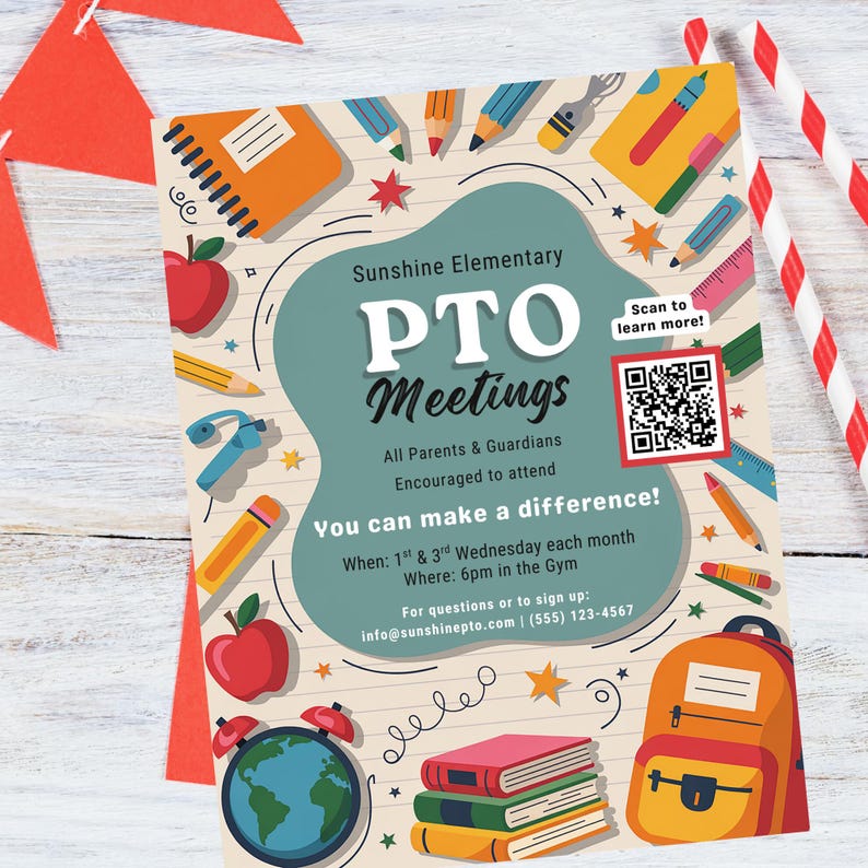 Join Pto Sign PTO Flyer Template, Join the Pto Meetings Notice, Fundraiser or School ...