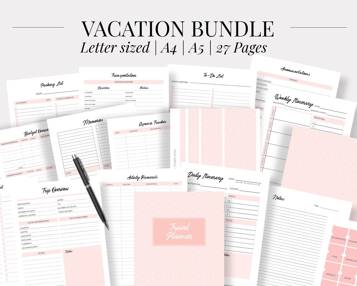 Vacation Planner Printable Mega Bundle Travel Planner Binder Etsy